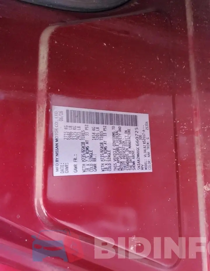 5N1AR2MNXGC660725 Photo# 12