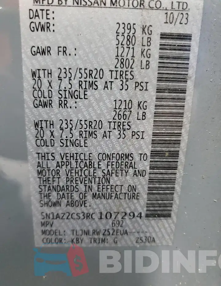 5N1AZ2CS3RC107294 Photo# 13