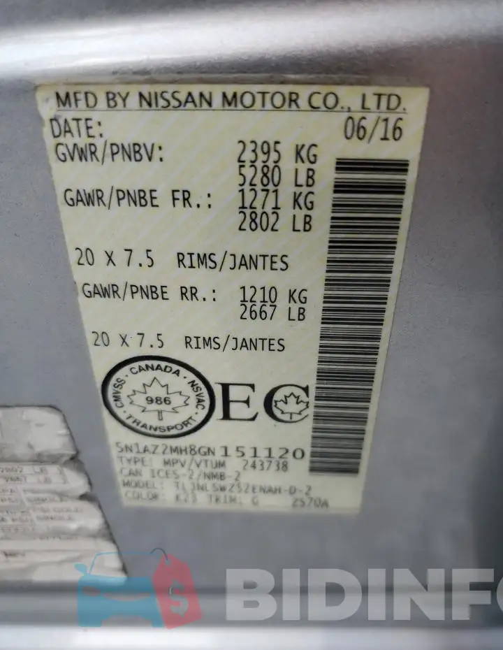 5N1AZ2MH8GN151120 Photo# 14