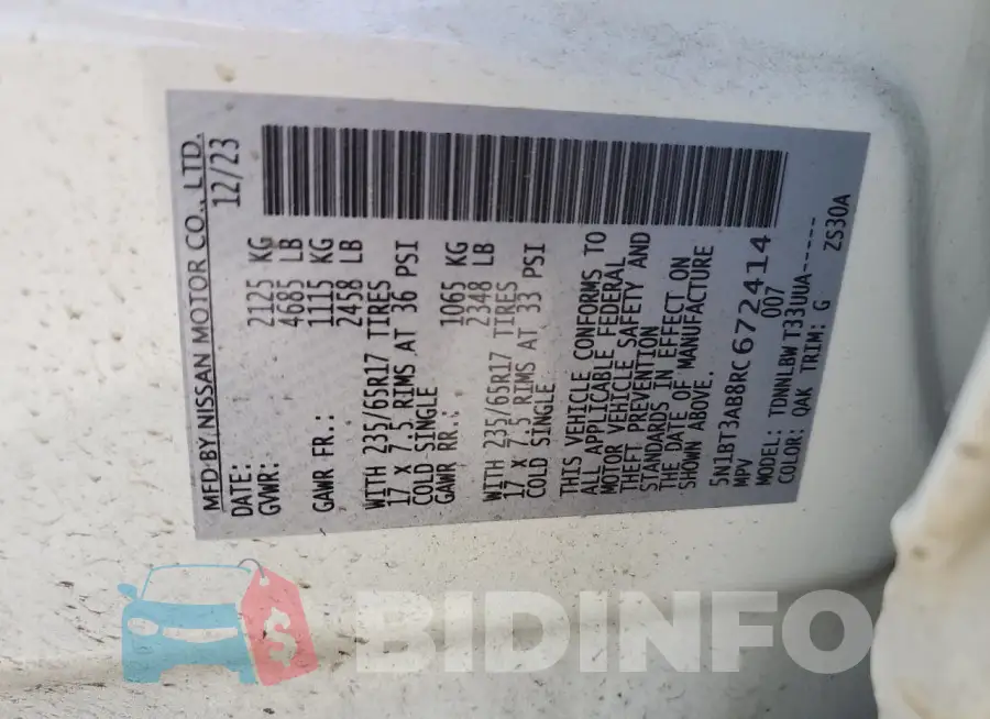 5N1BT3AB8RC672414 Photo# 12