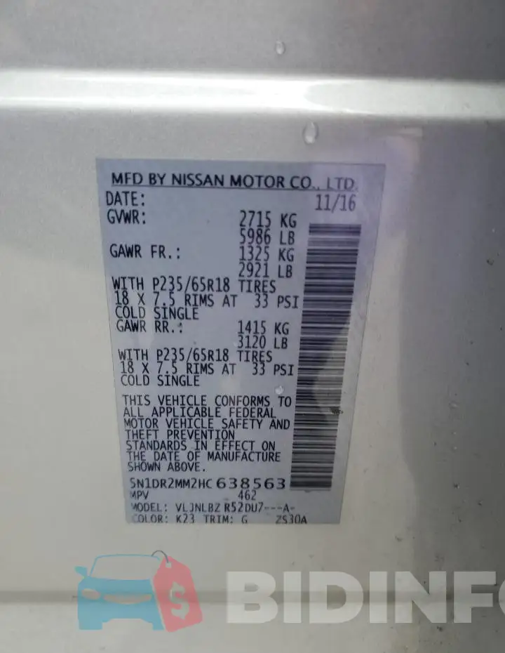 5N1DR2MM2HC638563 Photo# 13