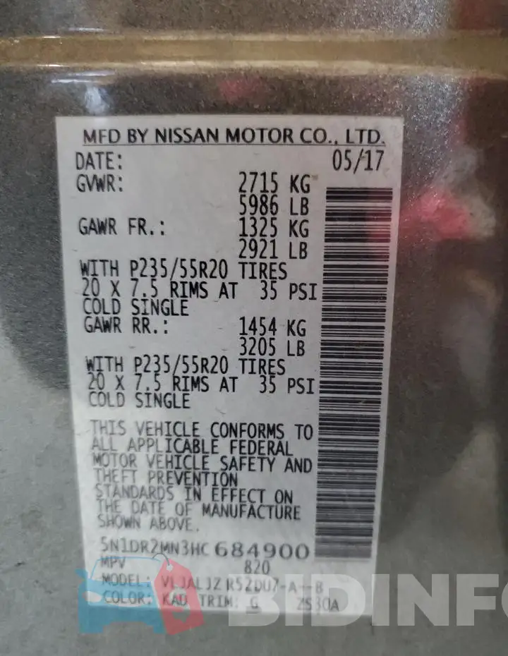 5N1DR2MN3HC684900 Photo# 13