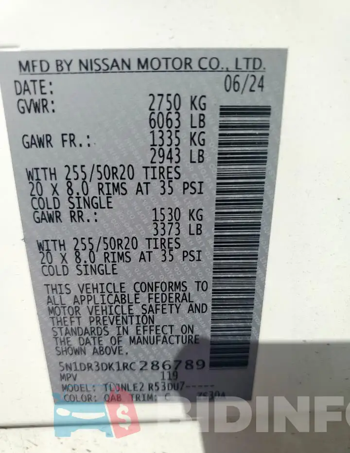 5N1DR3DK1RC286789 Photo# 14