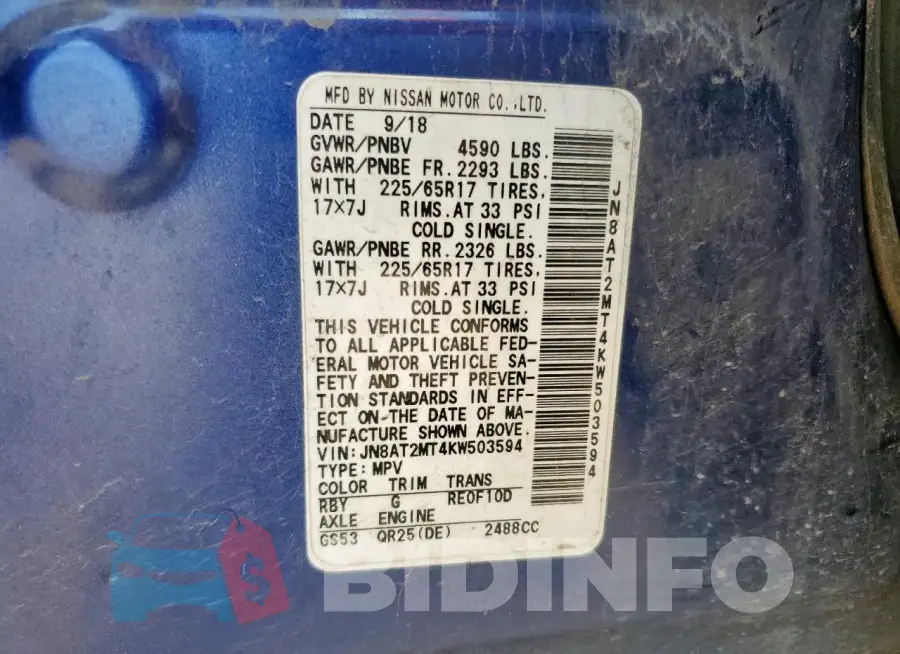 JN8AT2MT4KW503594 Photo# 14