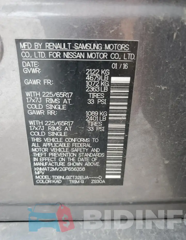 KNMAT2MV2GP656358 Photo# 13