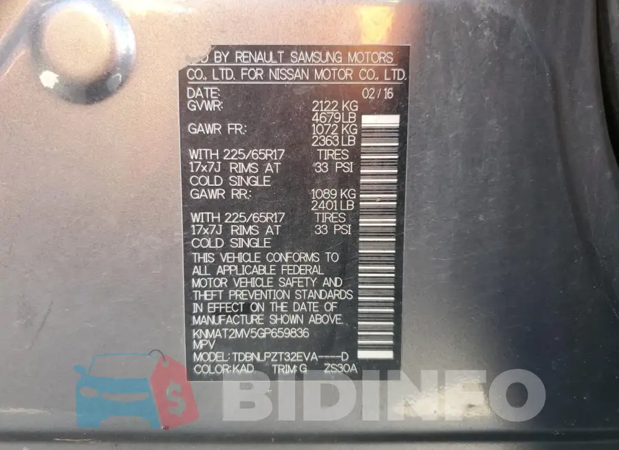 KNMAT2MV5GP659836 Photo# 12