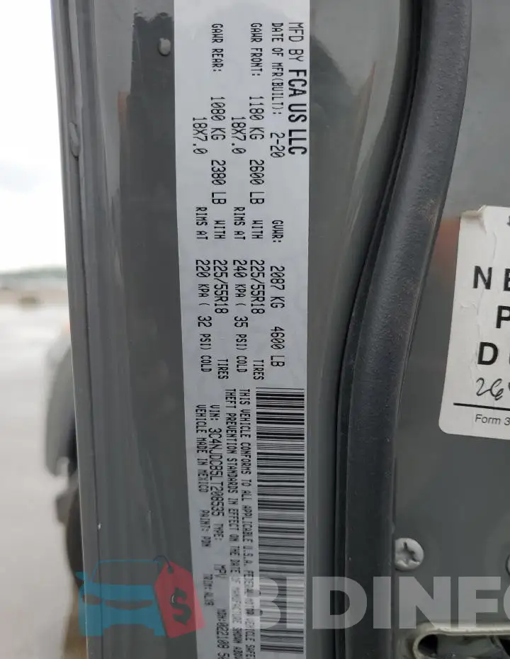 3C4NJDCB5LT208535 Photo# 13