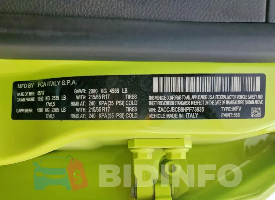 ZACCJBCB8HPF73835 Photo# 12