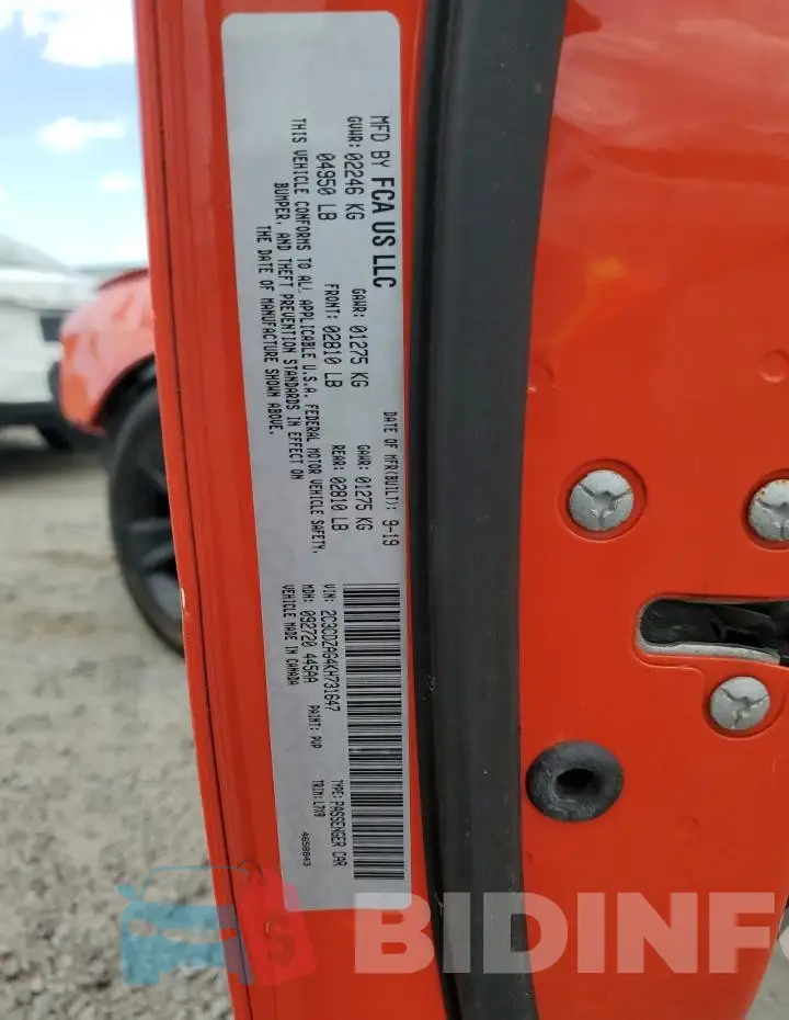 2C3CDZAG4KH731647 Photo# 12
