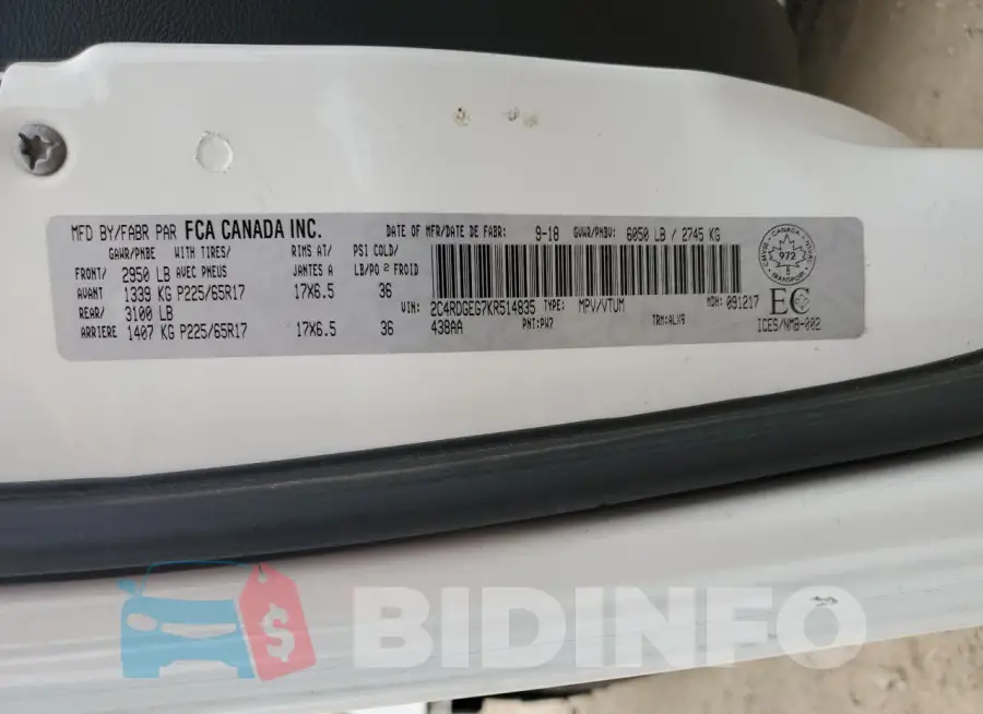 2C4RDGEG7KR514835 Photo# 14