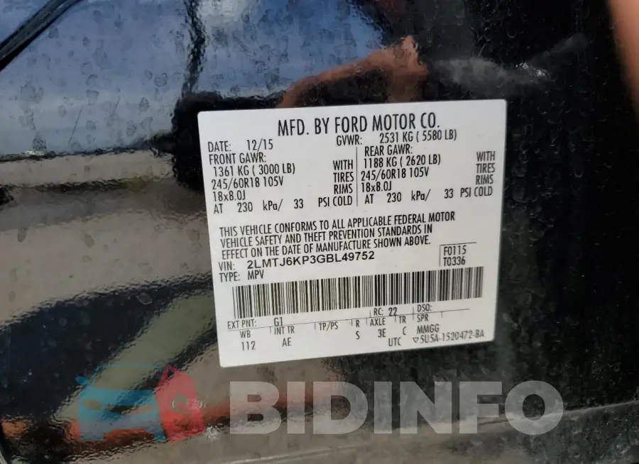 2LMTJ6KP3GBL49752 Photo# 12