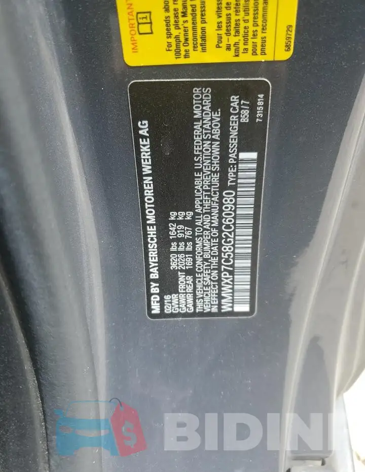 WMWXP7C58G2C60980 Photo# 12