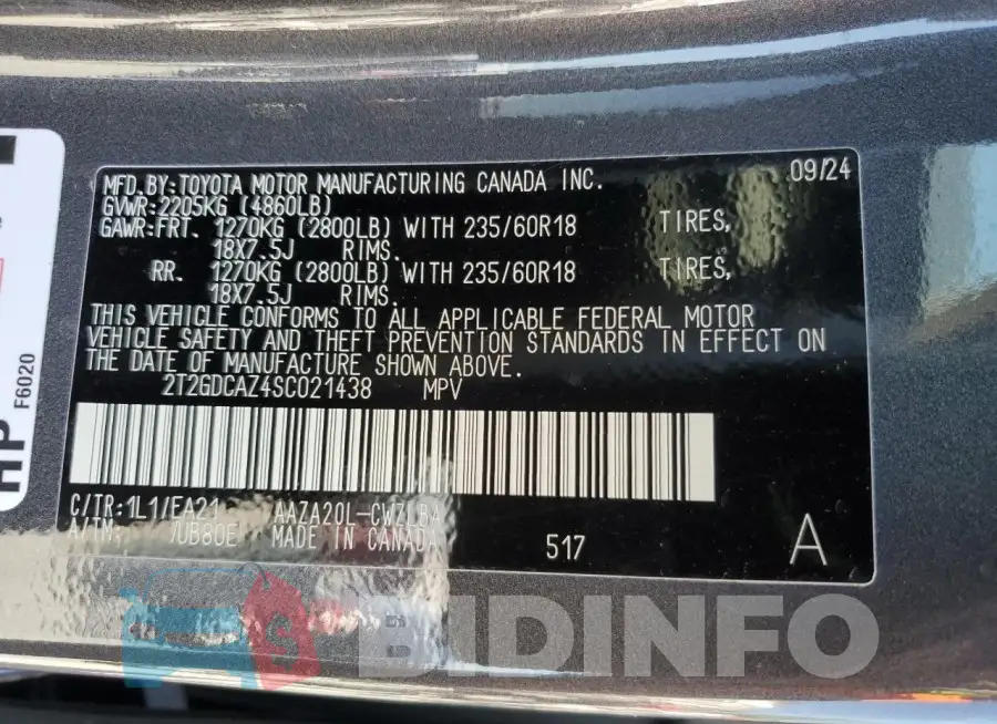 2T2GDCAZ4SC021438 Photo# 14