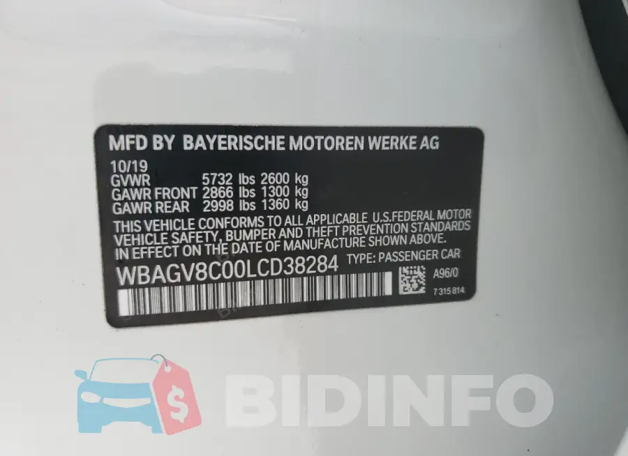 WBAGV8C00LCD38284 Photo# 12
