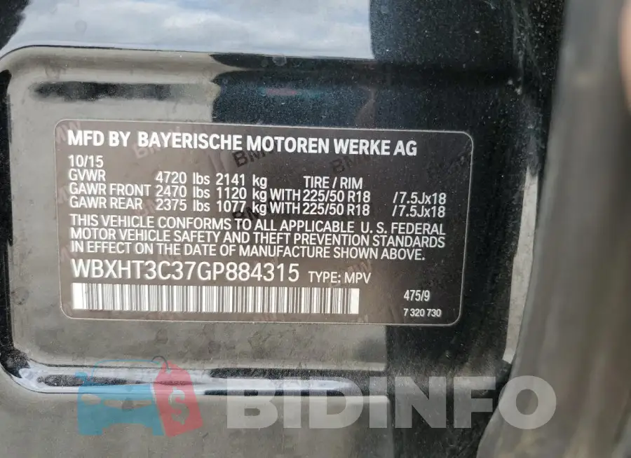WBXHT3C37GP884315 Photo# 13