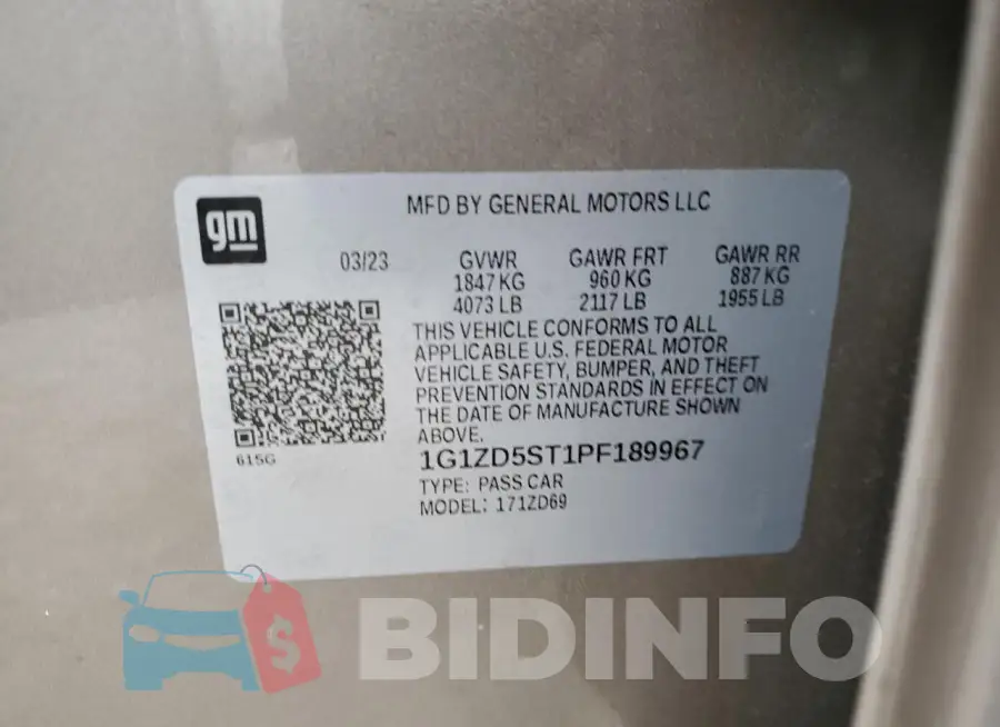 1G1ZD5ST1PF189967 Photo# 12