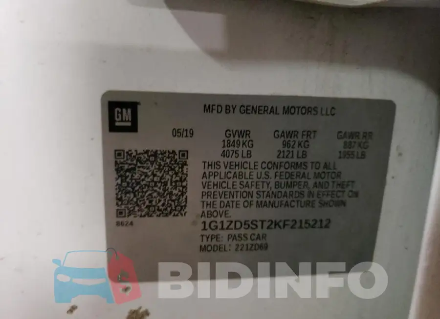 1G1ZD5ST2KF215212 Photo# 12