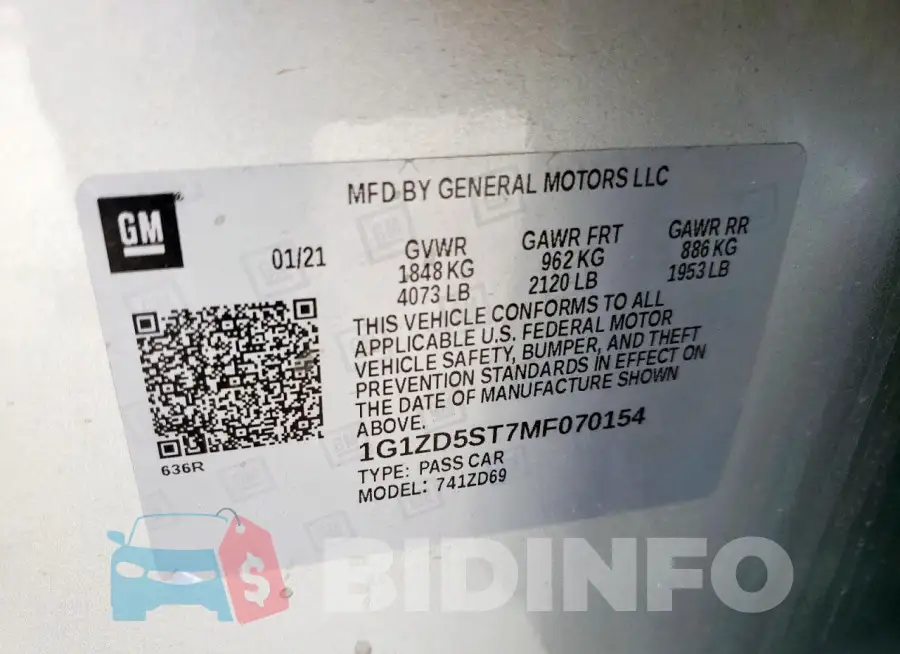 1G1ZD5ST7MF070154 Photo# 13