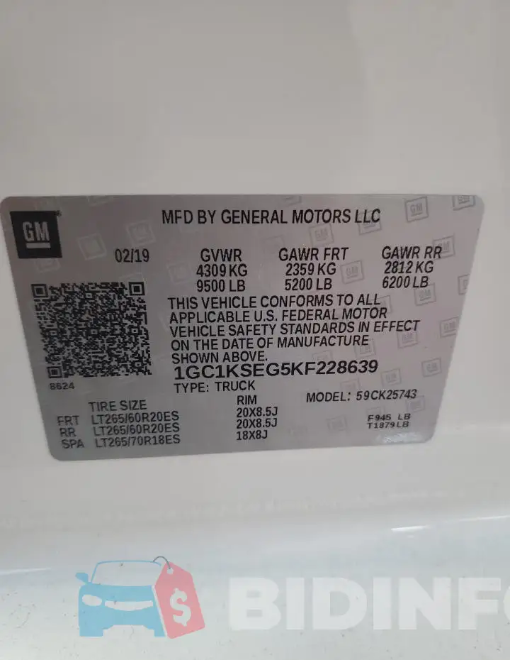 1GC1KSEG5KF228639 Photo# 12
