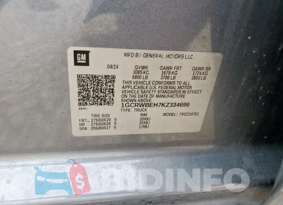 1GCRWBEH7KZ334699 Photo# 12