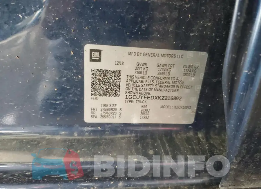 1GCUYEEDXKZ216892 Photo# 13