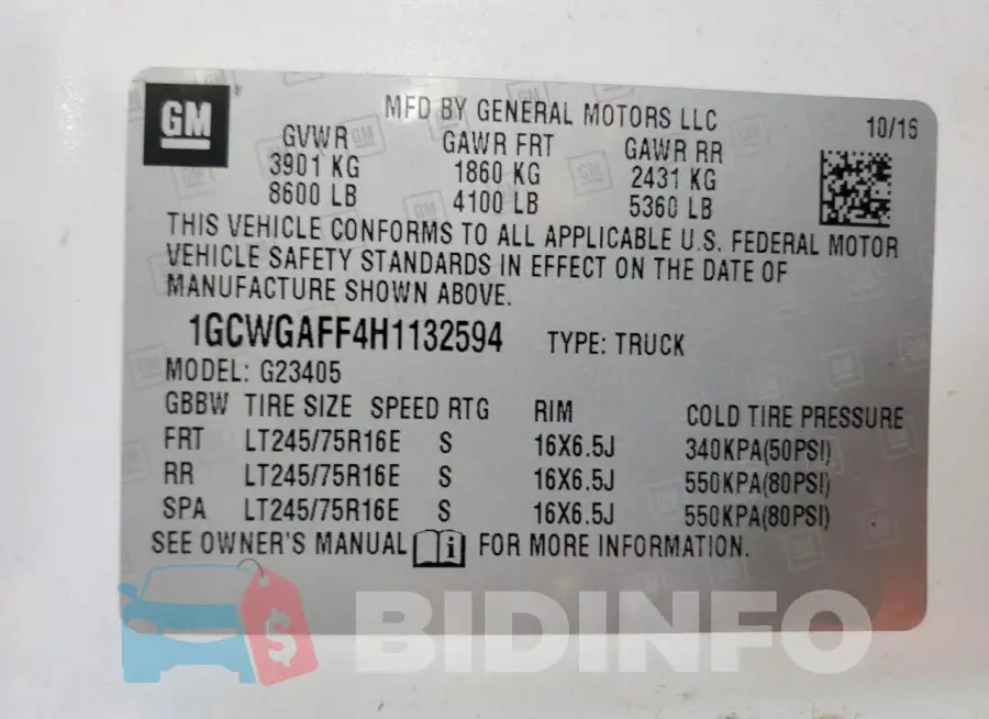 1GCWGAFF4H1132594 Photo# 13