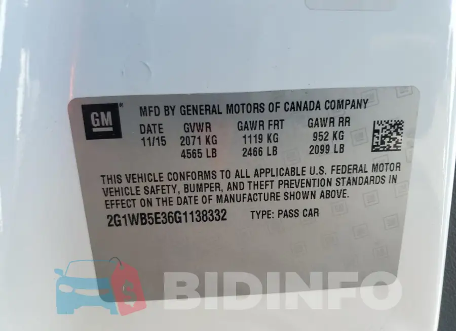 2G1WB5E36G1138332 Photo# 12