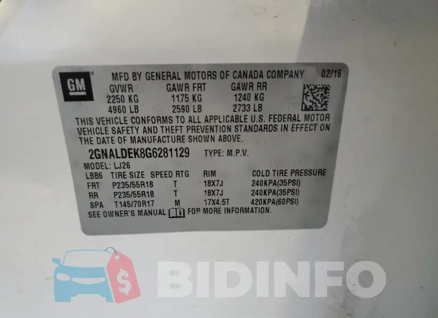 2GNALDEK8G6281129 Photo# 13