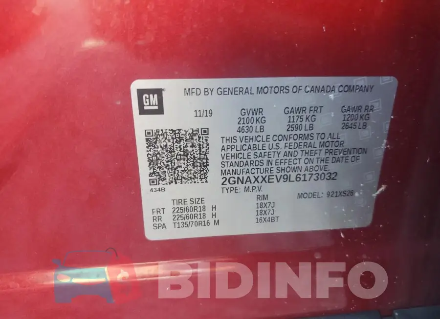 2GNAXXEV9L6173032 Photo# 14