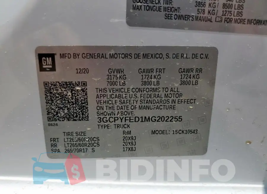 3GCPYFED1MG202255 Photo# 12