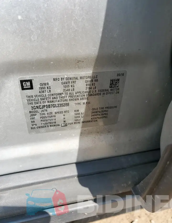 3GNCJPSB7GL235288 Photo# 12