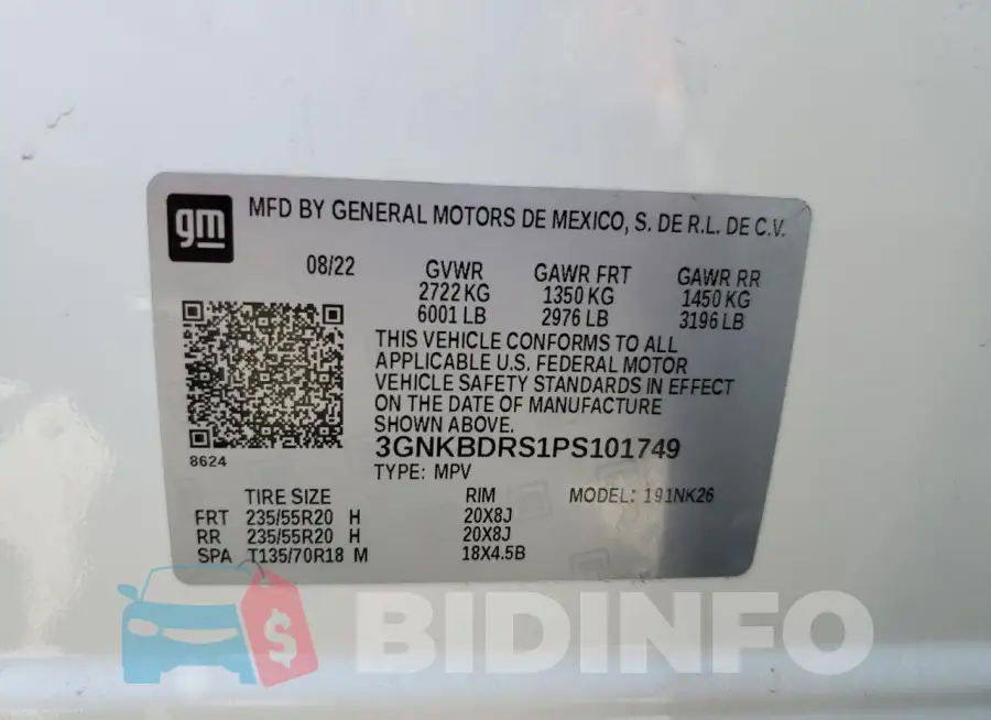 3GNKBDRS1PS101749 Photo# 13