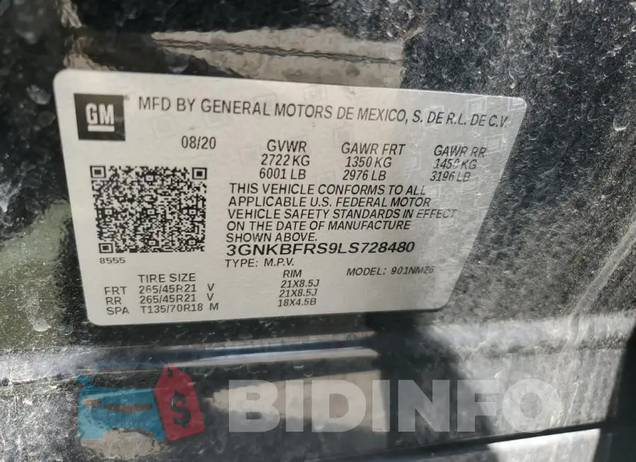 3GNKBFRS9LS728480 Photo# 13