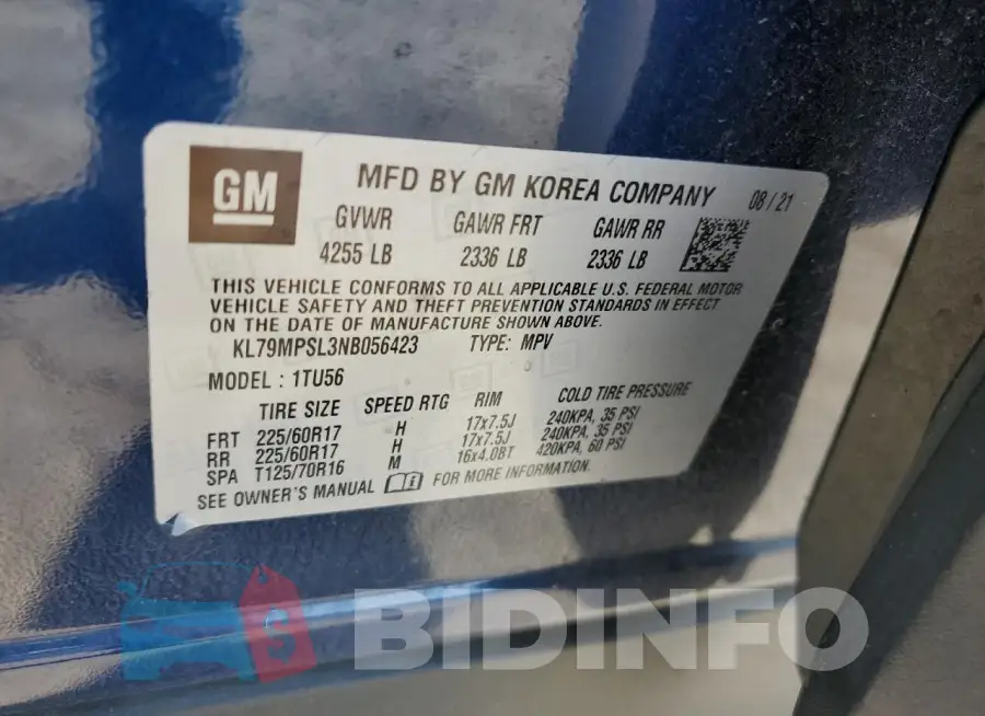 KL79MPSL3NB056423 Photo# 13