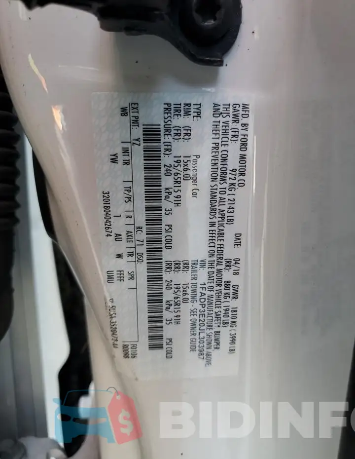 1FADP3E20JL303987 Photo# 12