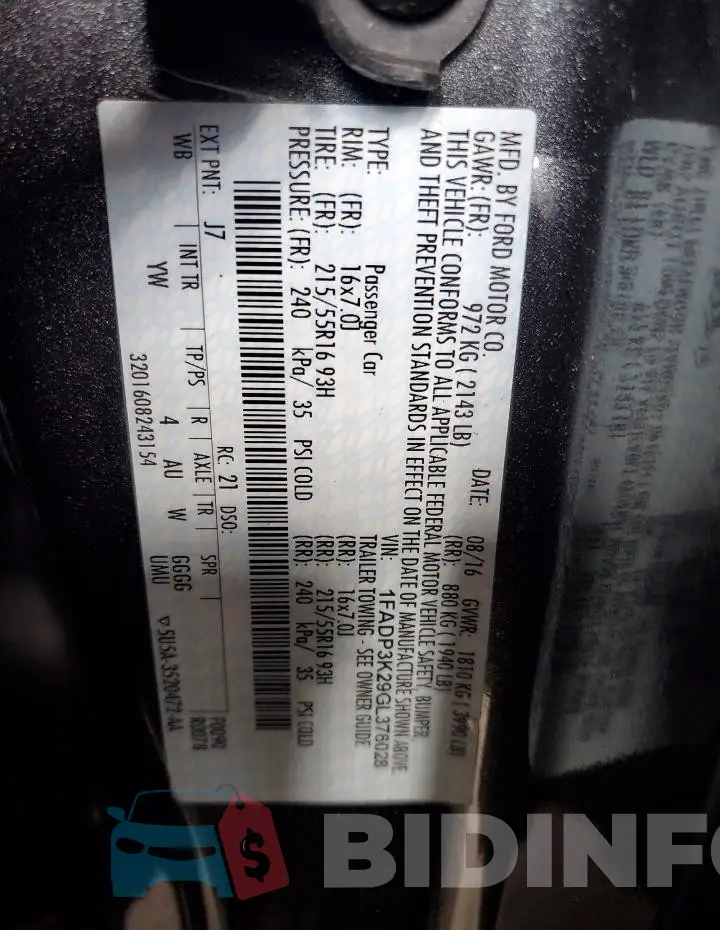 1FADP3K29GL376028 Photo# 12