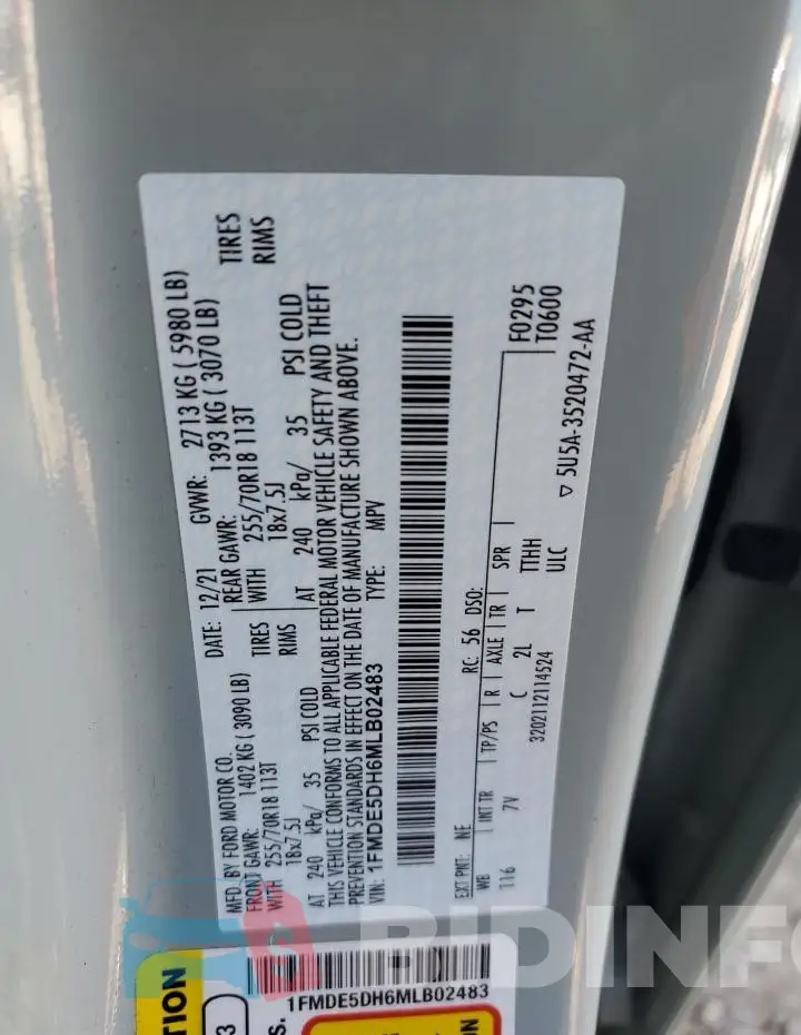 1FMDE5DH6MLB02483 Photo# 12