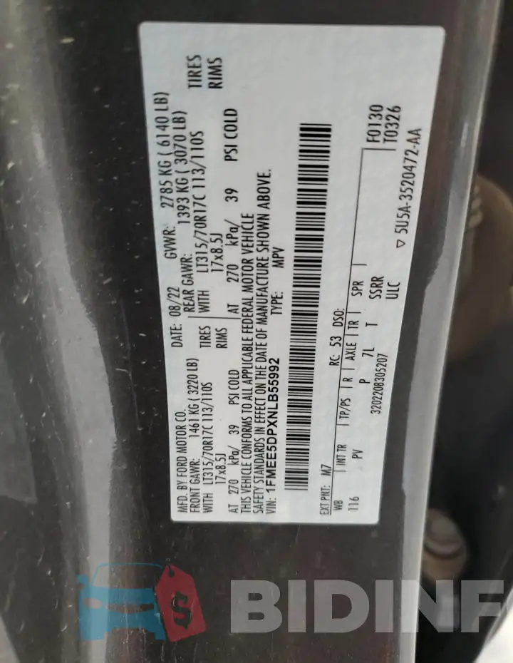 1FMEE5DPXNLB55992 Photo# 13