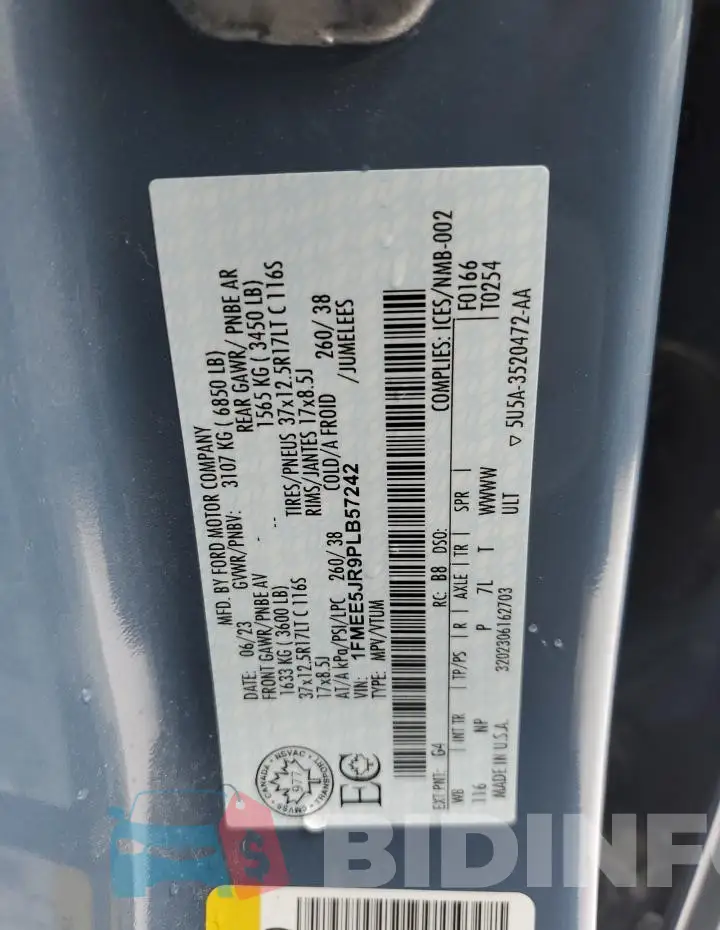 1FMEE5JR9PLB57242 Photo# 13