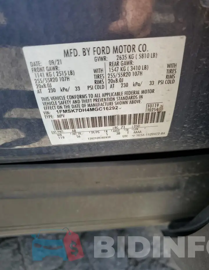 1FMSK7DH4MGC16292 Photo# 13