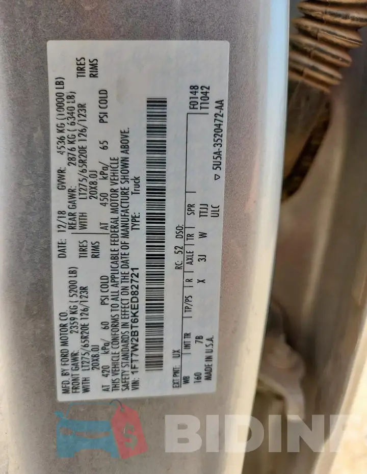 1FT7W2BT6KED82721 Photo# 12