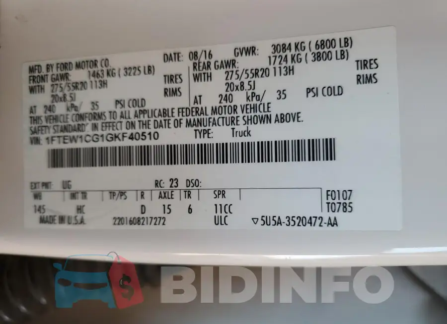 1FTEW1CG1GKF40510 Photo# 12