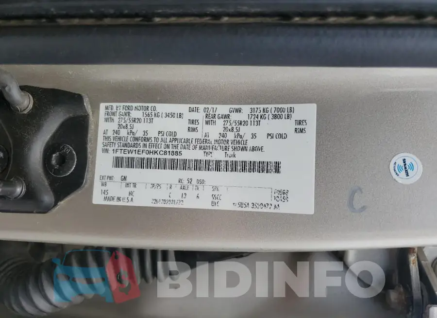 1FTEW1EF0HKC81885 Photo# 12