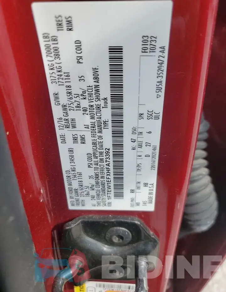 1FTEW1EFXHFA73392 Photo# 12