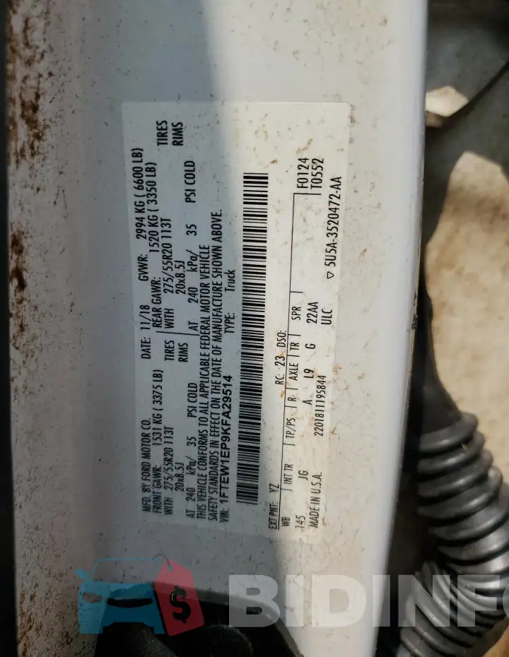 1FTEW1EP9KFA29514 Photo# 12