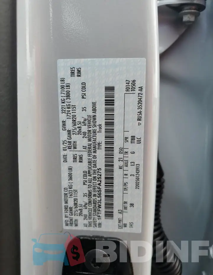 1FTFW3L56SFA25275 Photo# 12