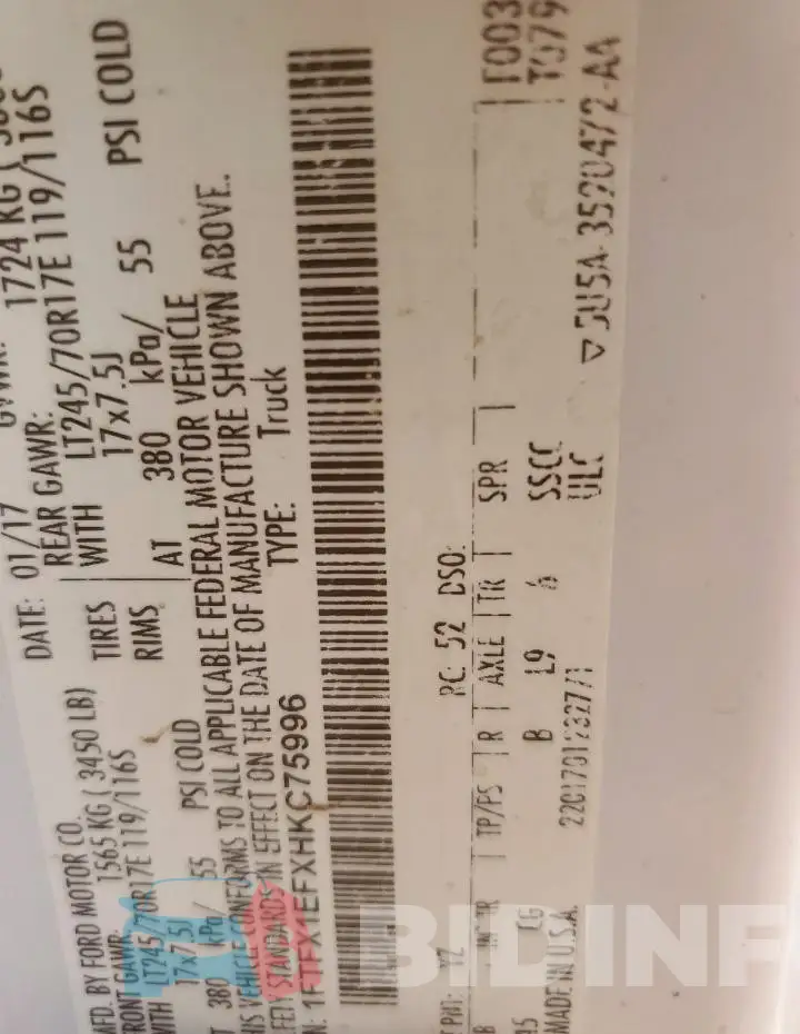 1FTFX1EFXHKC75996 Photo# 12