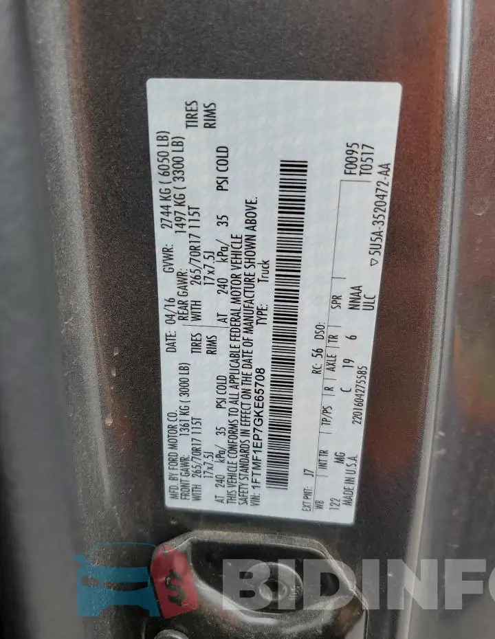 1FTMF1EP7GKE65708 Photo# 12