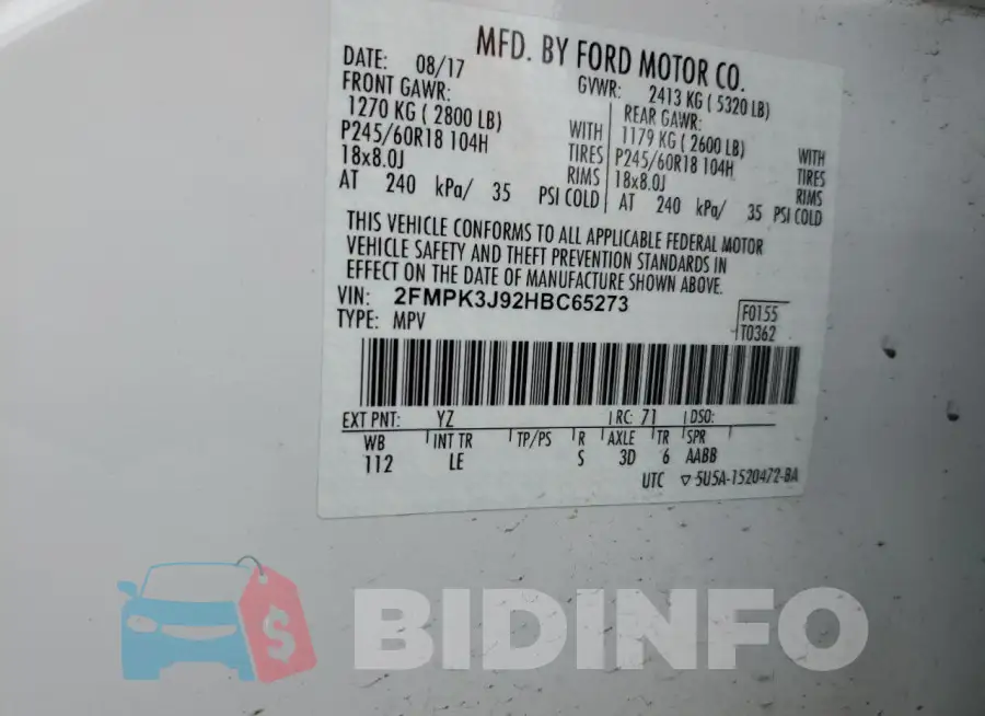 2FMPK3J92HBC65273 Photo# 14