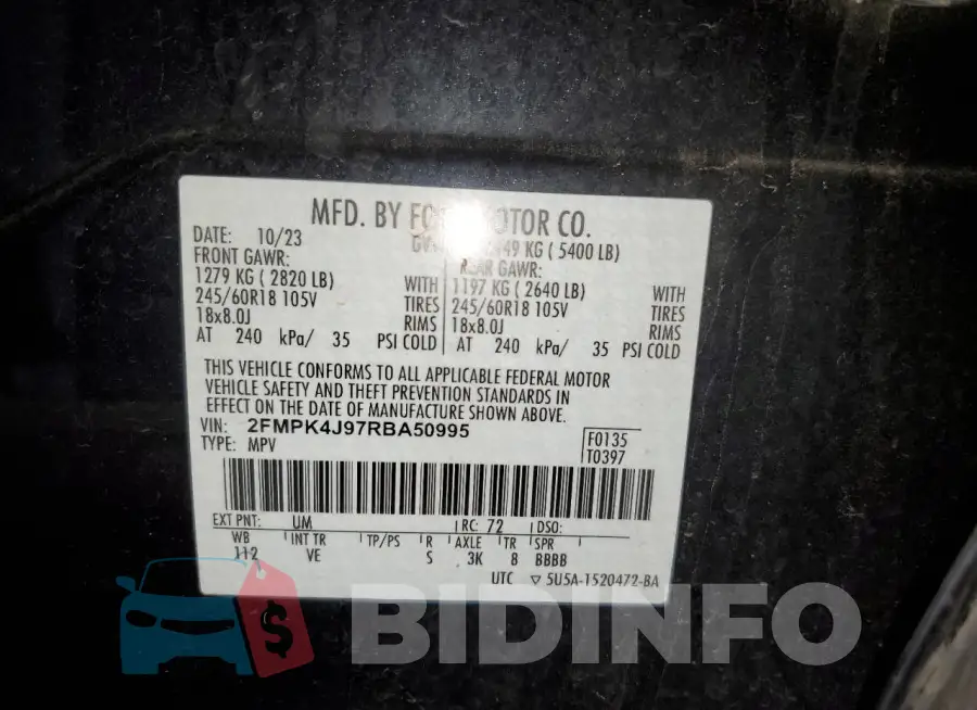 2FMPK4J97RBA50995 Photo# 13